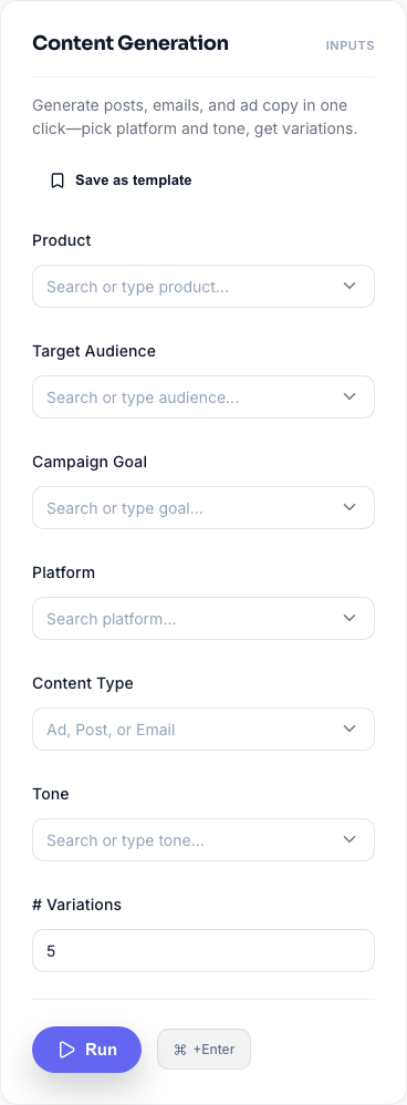 Screenshot: Athenous Lab with a content tool open for generating story-driven copy and hooks